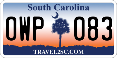 SC license plate OWP083