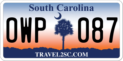 SC license plate OWP087