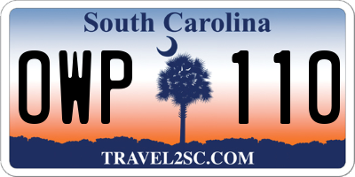 SC license plate OWP110