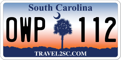 SC license plate OWP112