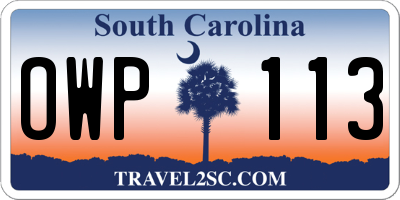 SC license plate OWP113
