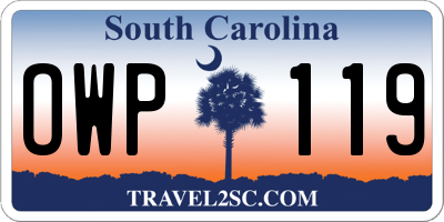SC license plate OWP119