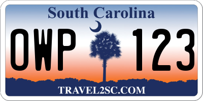 SC license plate OWP123