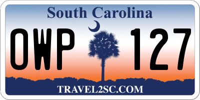 SC license plate OWP127
