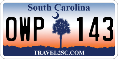 SC license plate OWP143