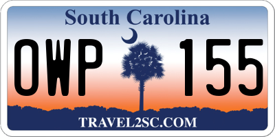 SC license plate OWP155