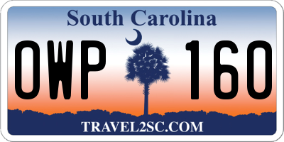 SC license plate OWP160