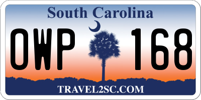 SC license plate OWP168