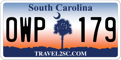 SC license plate OWP179