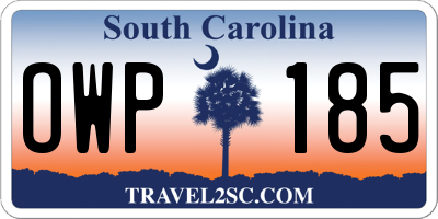 SC license plate OWP185