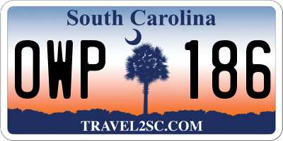 SC license plate OWP186