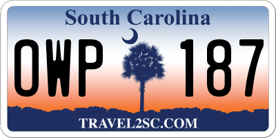 SC license plate OWP187