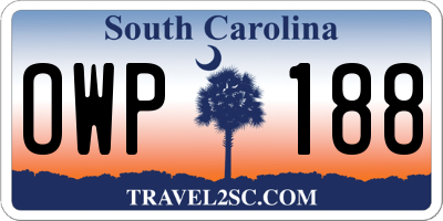 SC license plate OWP188