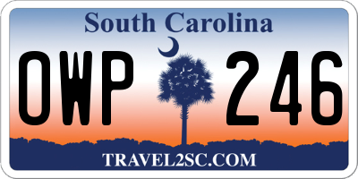 SC license plate OWP246