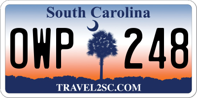 SC license plate OWP248