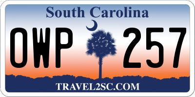 SC license plate OWP257