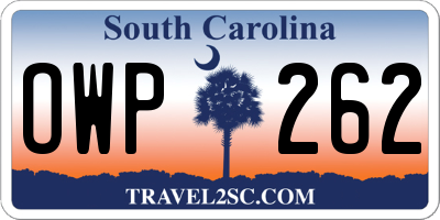 SC license plate OWP262