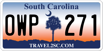SC license plate OWP271
