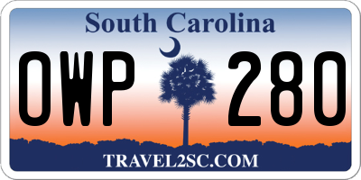 SC license plate OWP280