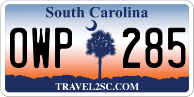 SC license plate OWP285