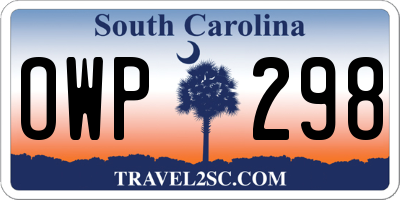 SC license plate OWP298