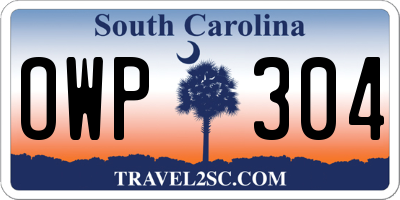 SC license plate OWP304