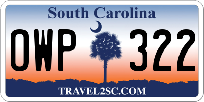SC license plate OWP322