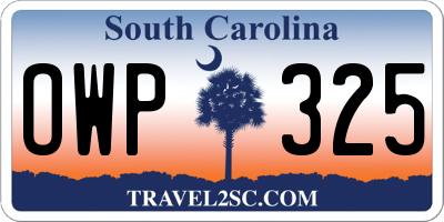 SC license plate OWP325