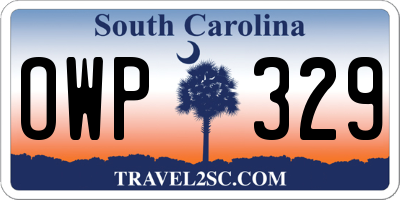SC license plate OWP329