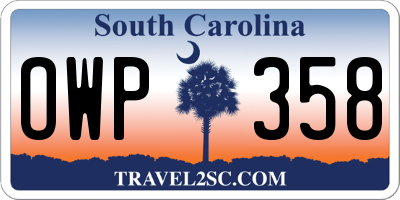 SC license plate OWP358