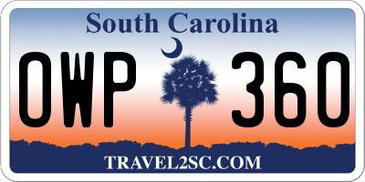 SC license plate OWP360