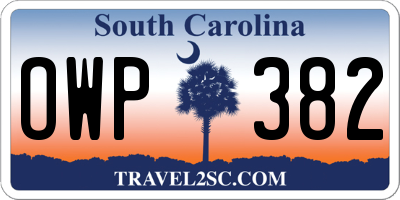 SC license plate OWP382