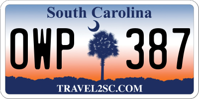 SC license plate OWP387