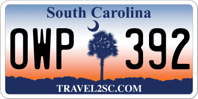 SC license plate OWP392