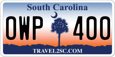 SC license plate OWP400