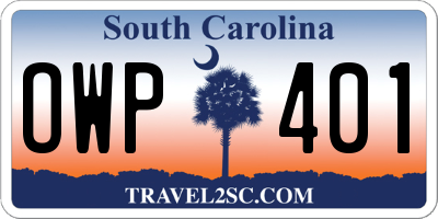 SC license plate OWP401