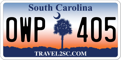 SC license plate OWP405
