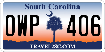 SC license plate OWP406