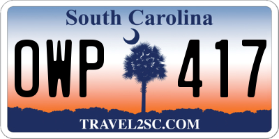 SC license plate OWP417