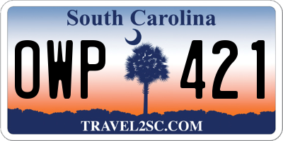 SC license plate OWP421