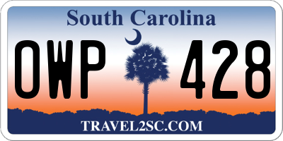 SC license plate OWP428