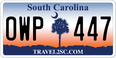 SC license plate OWP447