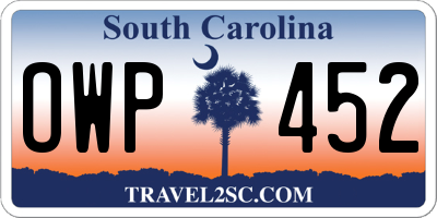 SC license plate OWP452