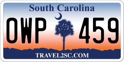 SC license plate OWP459