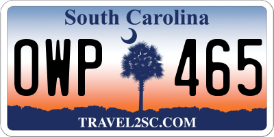 SC license plate OWP465