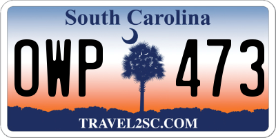 SC license plate OWP473