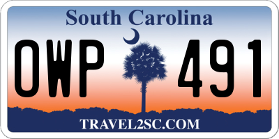 SC license plate OWP491
