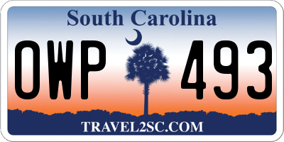 SC license plate OWP493