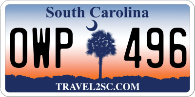 SC license plate OWP496