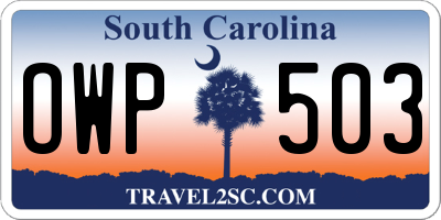 SC license plate OWP503